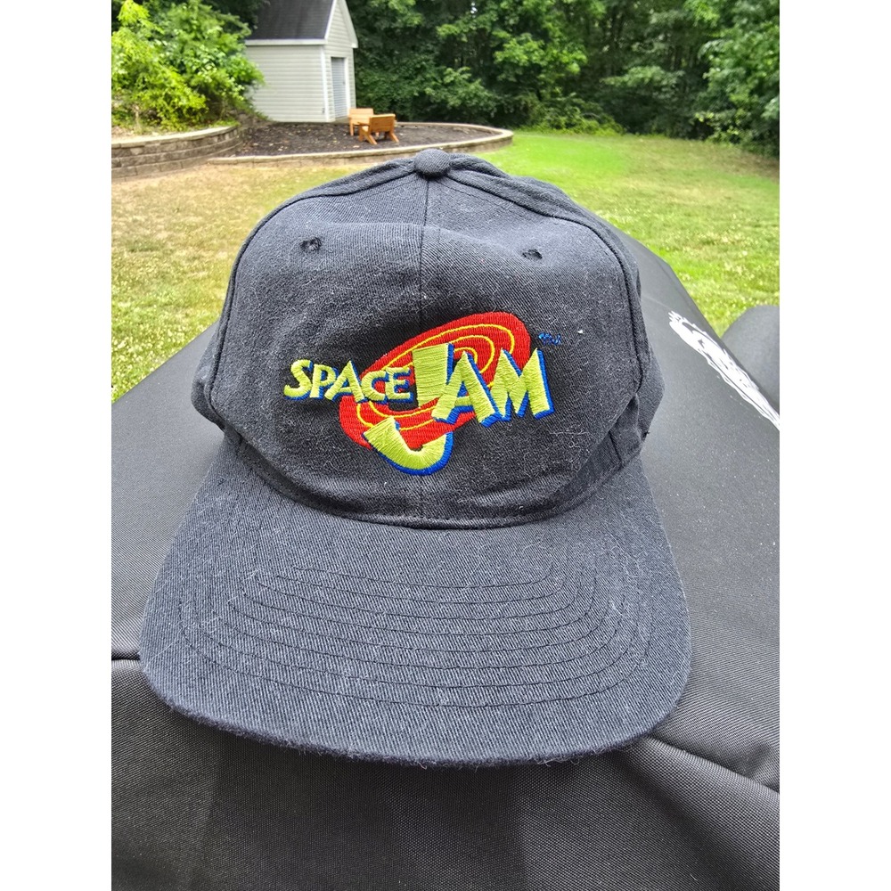 Vintage Space Jam Snapback Hat Black Looney Tunes Movie Logo Cap Mens OSFA‎